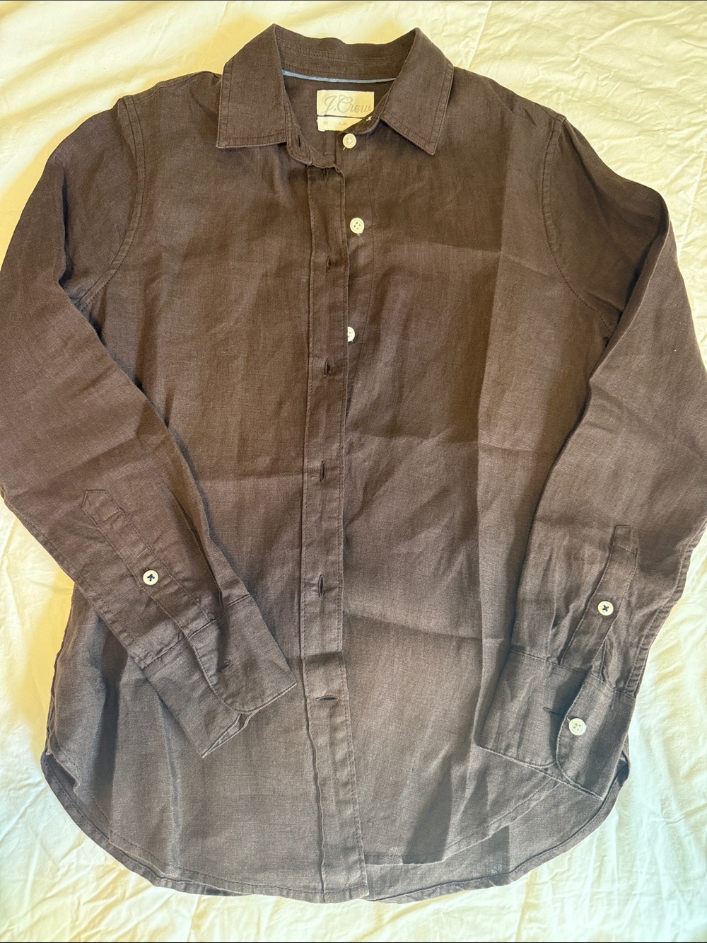 Beautiful J.Crew Irish linen.button front shirt.